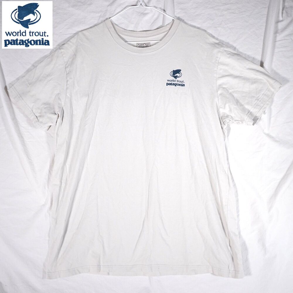 Patagonia World Trout T-Shirt Rare Fish Graphic AD Maddox Tan Beige Men's XXL